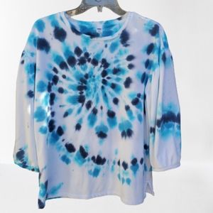 Handmade Custom blue spiral tie dye cotton top i